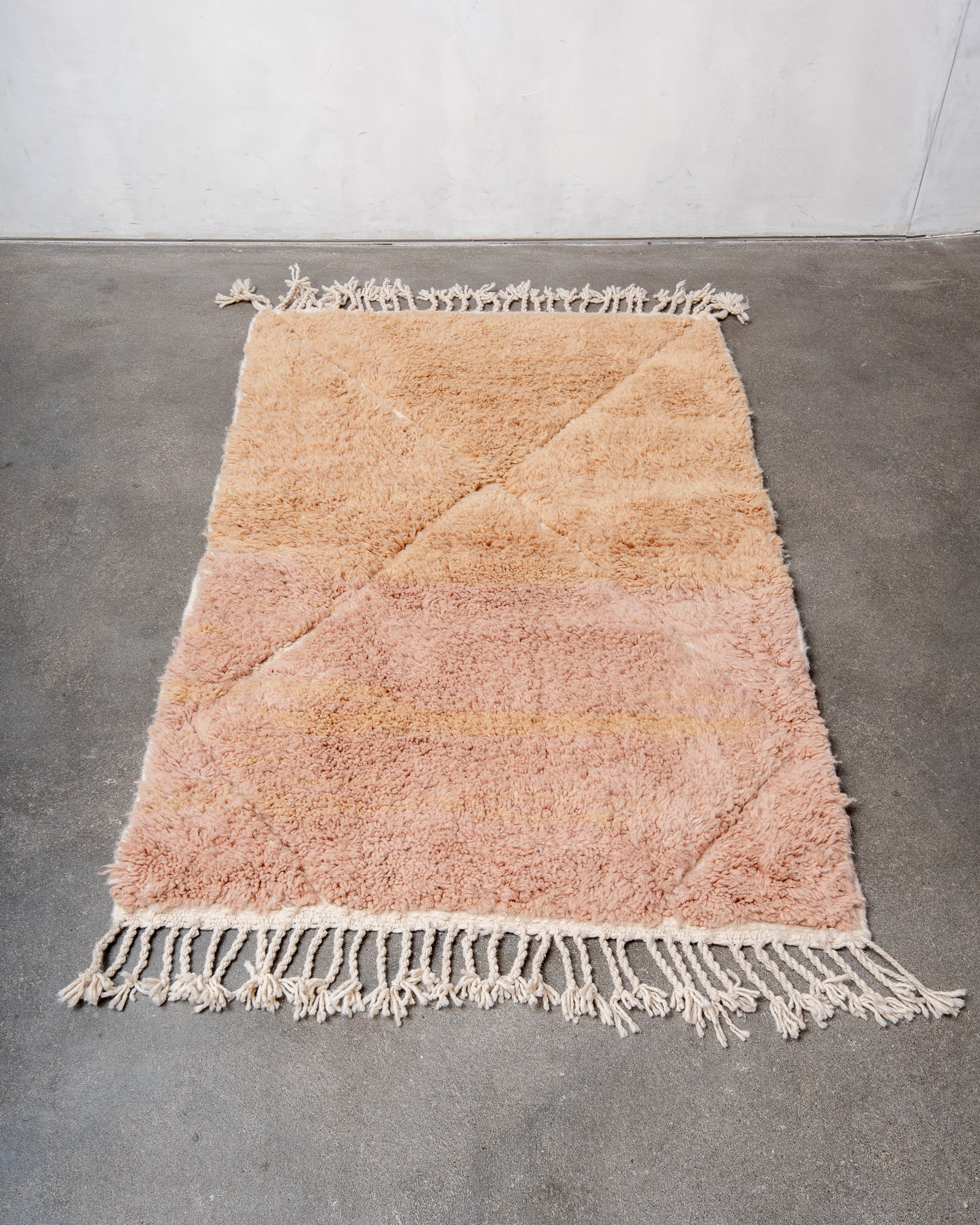 Modern, designer, handcrafted Berber rug from Morocco. Beniourain carpet with minimalist design, natural wool pile and a fluffy texture.